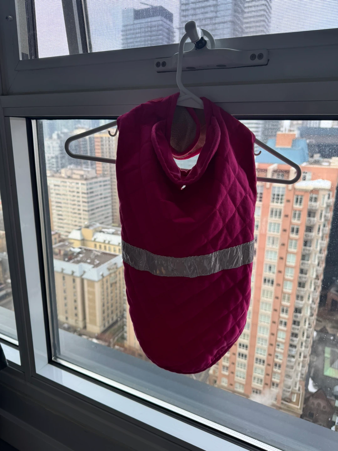 Pink Quilted Dog Coat with Reflective Stripe - photo 5