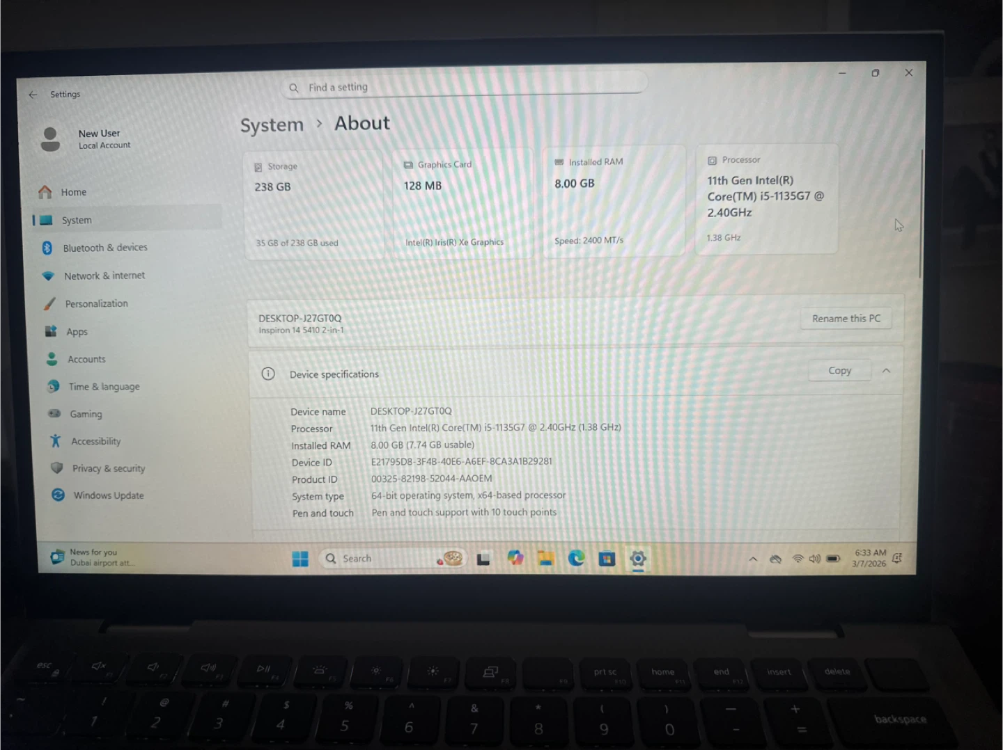 Dell Inspiron 5410 2-in-1 | Touchscreen | 8GB RAM | 256GB SSD - photo 4