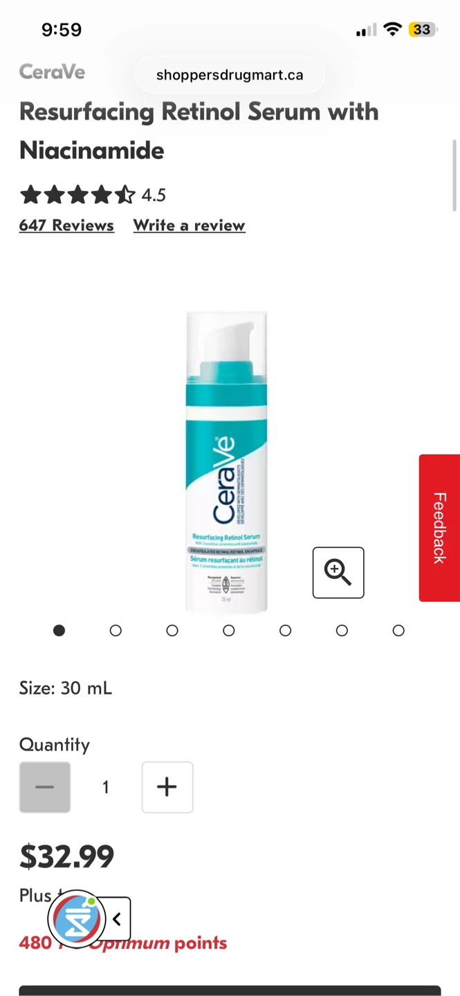 CeraVe Resurfacing Retinol Serum with Niacinamide - 30 mL