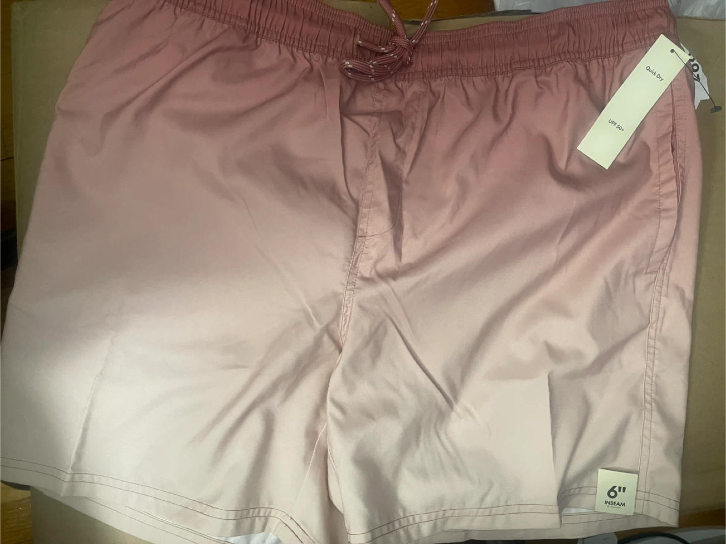 No Boundaries Men's Pink Dip-Dye Swim Trunks Size L