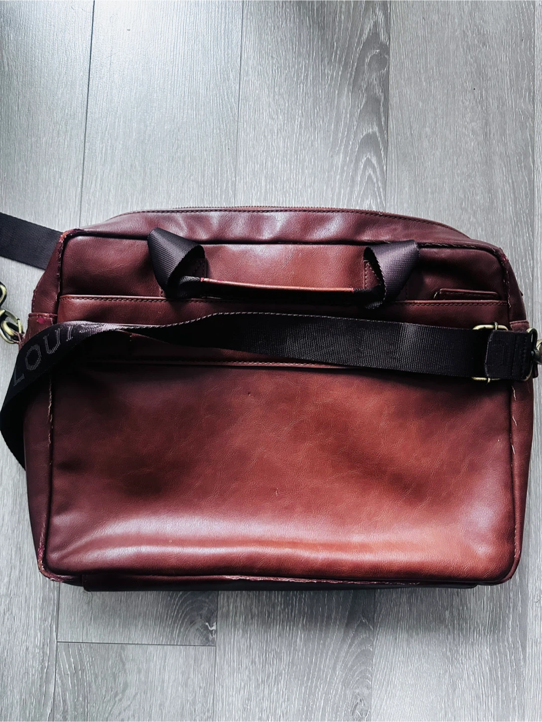 Louis Philippe Brown rexine Leather Laptop Bag - photo 2