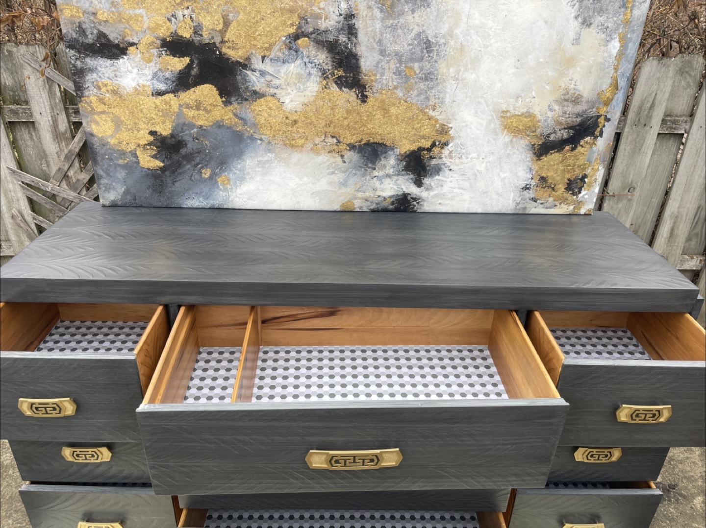 MCM Solid Wood Vintage MCM 9 drawers dresser- rolls on casters - photo 3