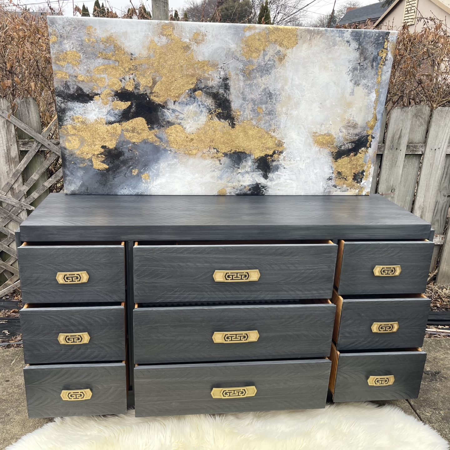 MCM Solid Wood Vintage MCM 9 drawers dresser- rolls on casters - photo 2