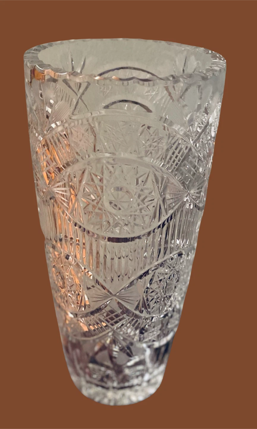 Vintage Hand Cut Crystal Glass Vase - photo 4