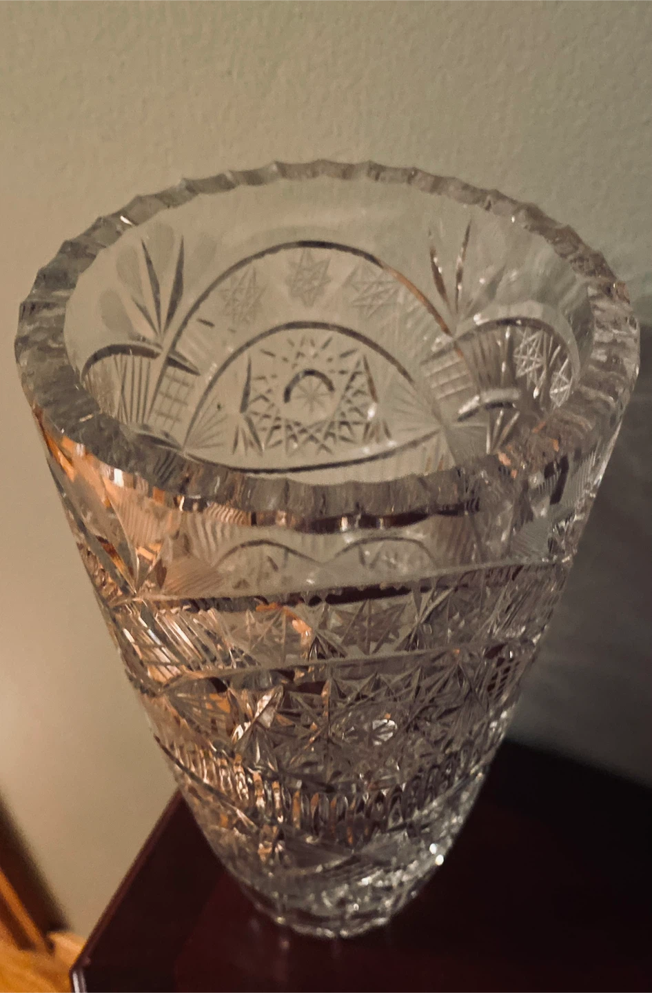 Vintage Hand Cut Crystal Glass Vase - photo 2