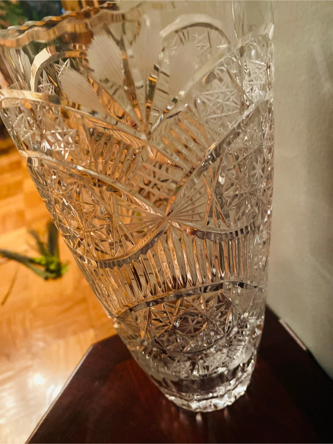 Vintage Hand Cut Crystal Glass Vase - photo 3