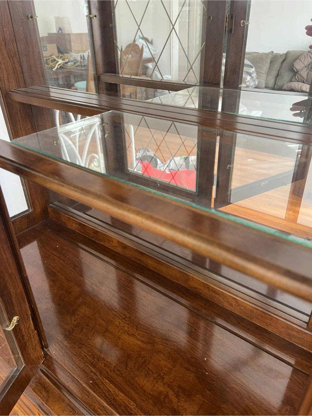 Vintage Wooden China Cabinet with Glass Doors - photo 5