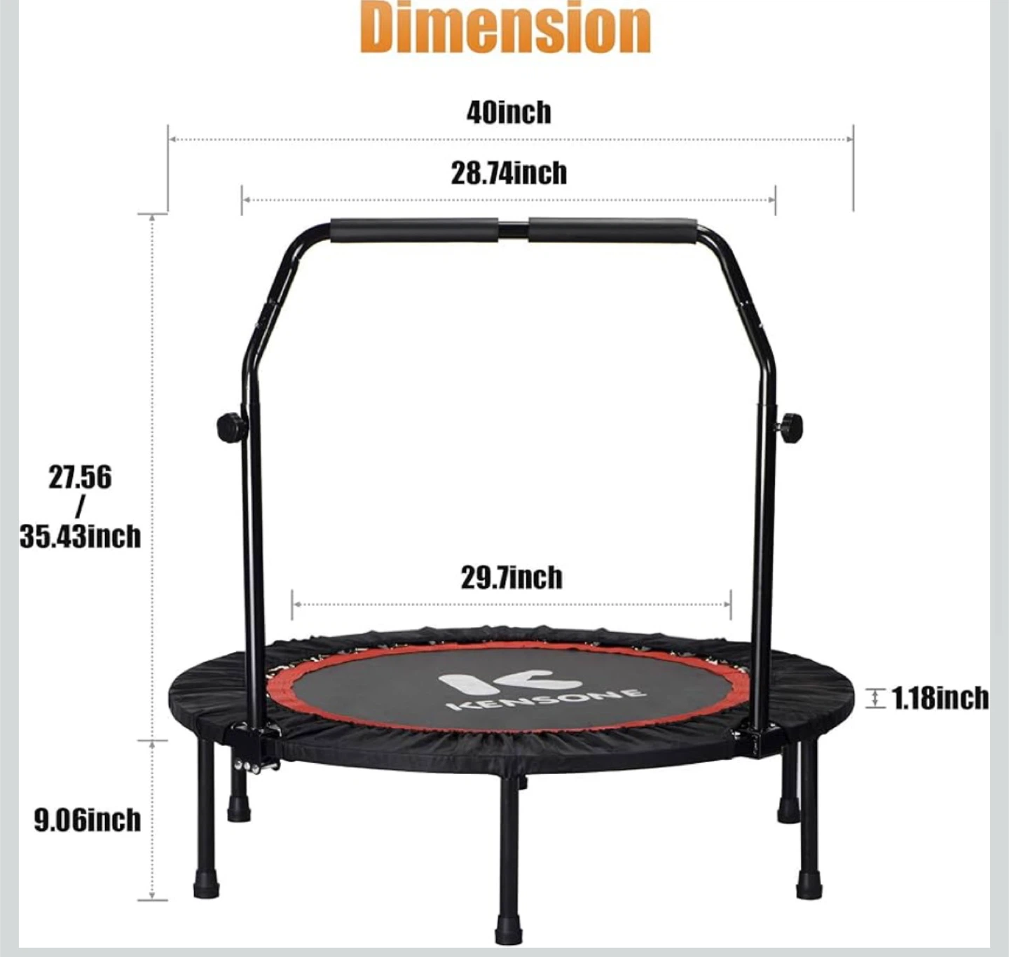 Kensone Foldable Trampoline with Adjustable Handle - photo 2