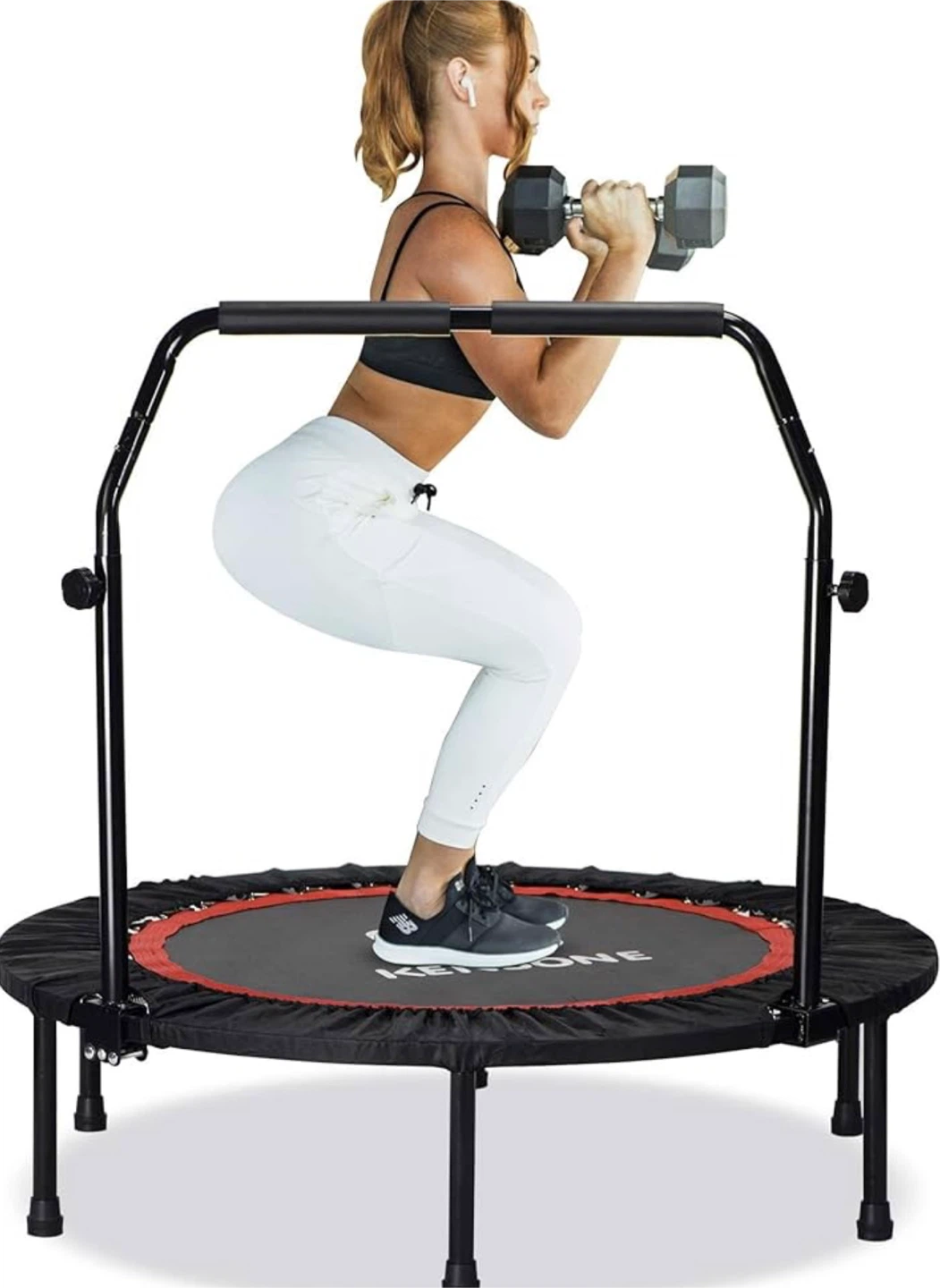 Kensone Foldable Trampoline with Adjustable Handle