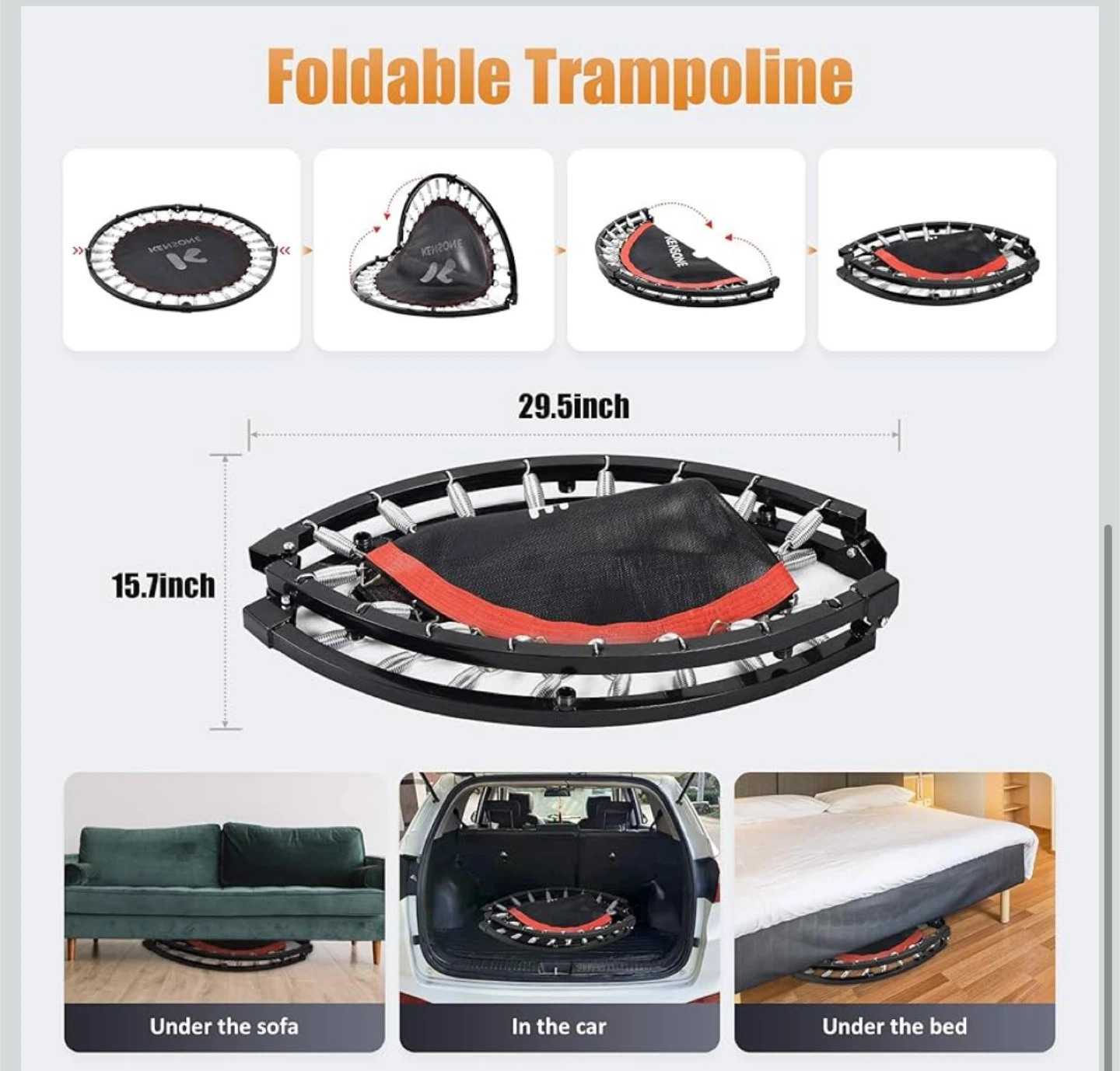 Kensone Foldable Trampoline with Adjustable Handle - photo 4