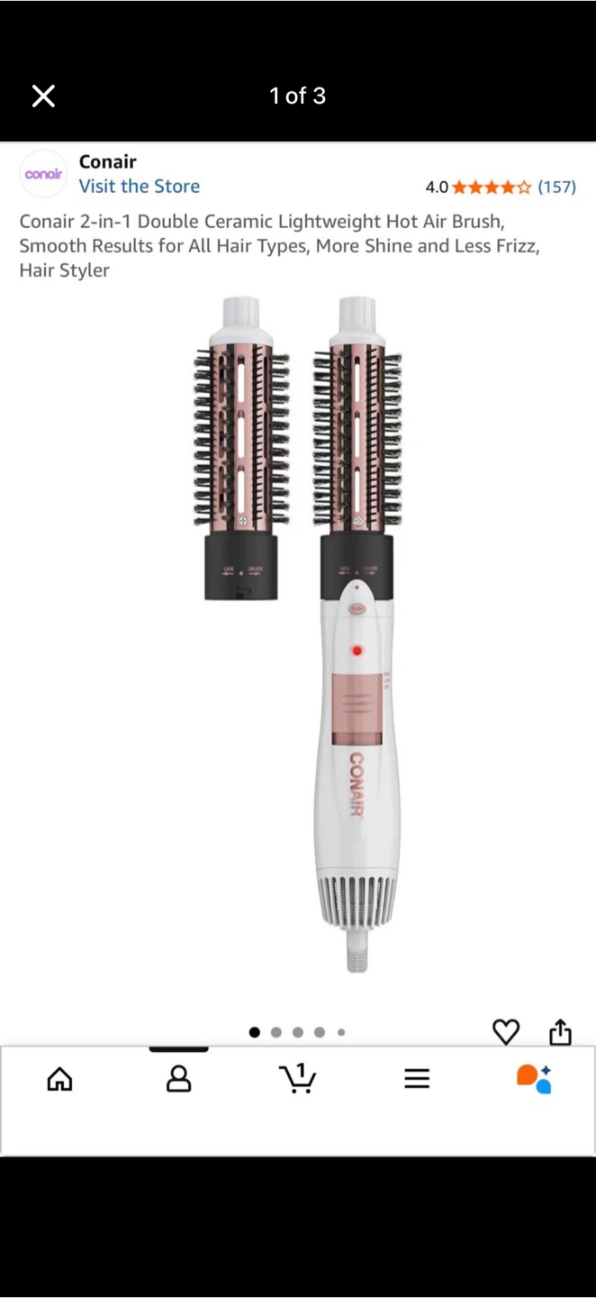 Conair 2-in-1 Double Ceramic Lightweight Hot Air Brush - photo 3