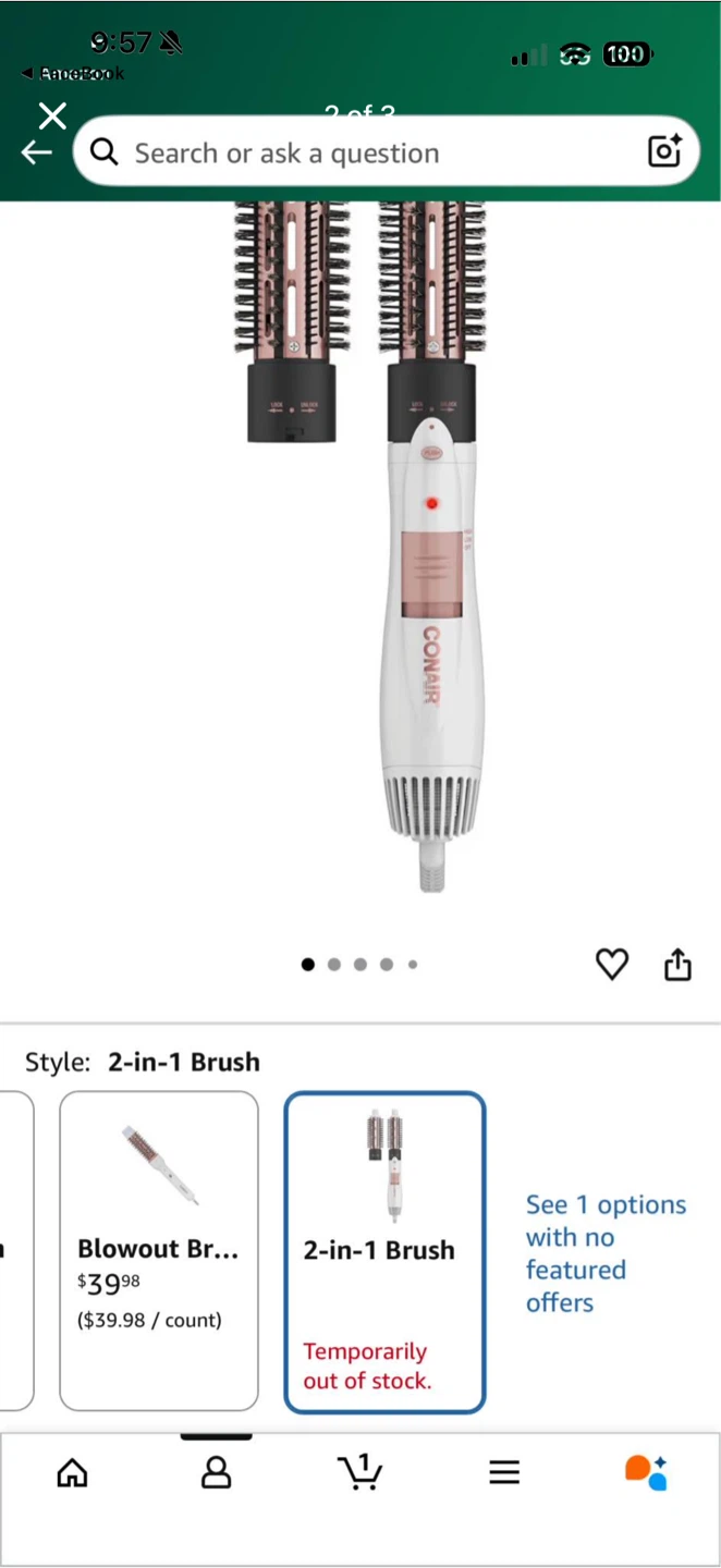 Conair 2-in-1 Double Ceramic Lightweight Hot Air Brush