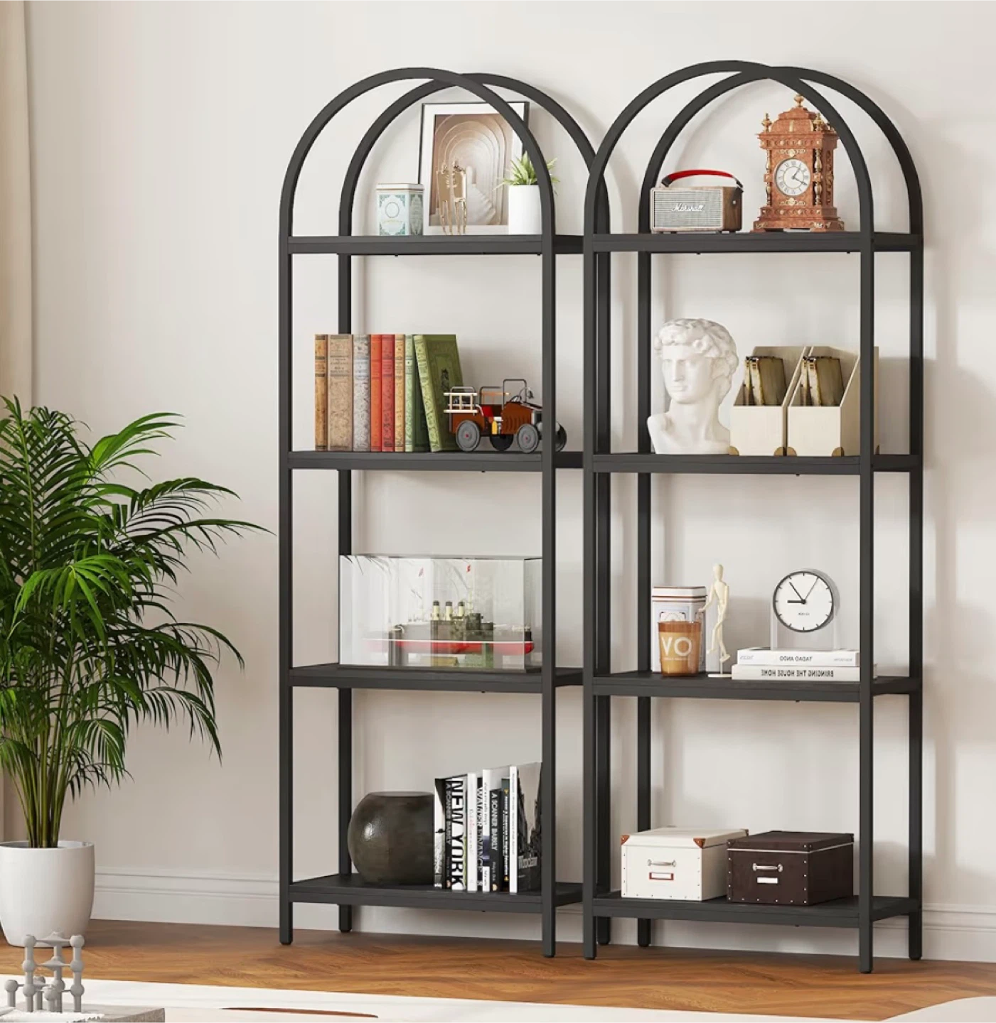 Black Metal Arched Bookshelf - 4 Tier - photo 4