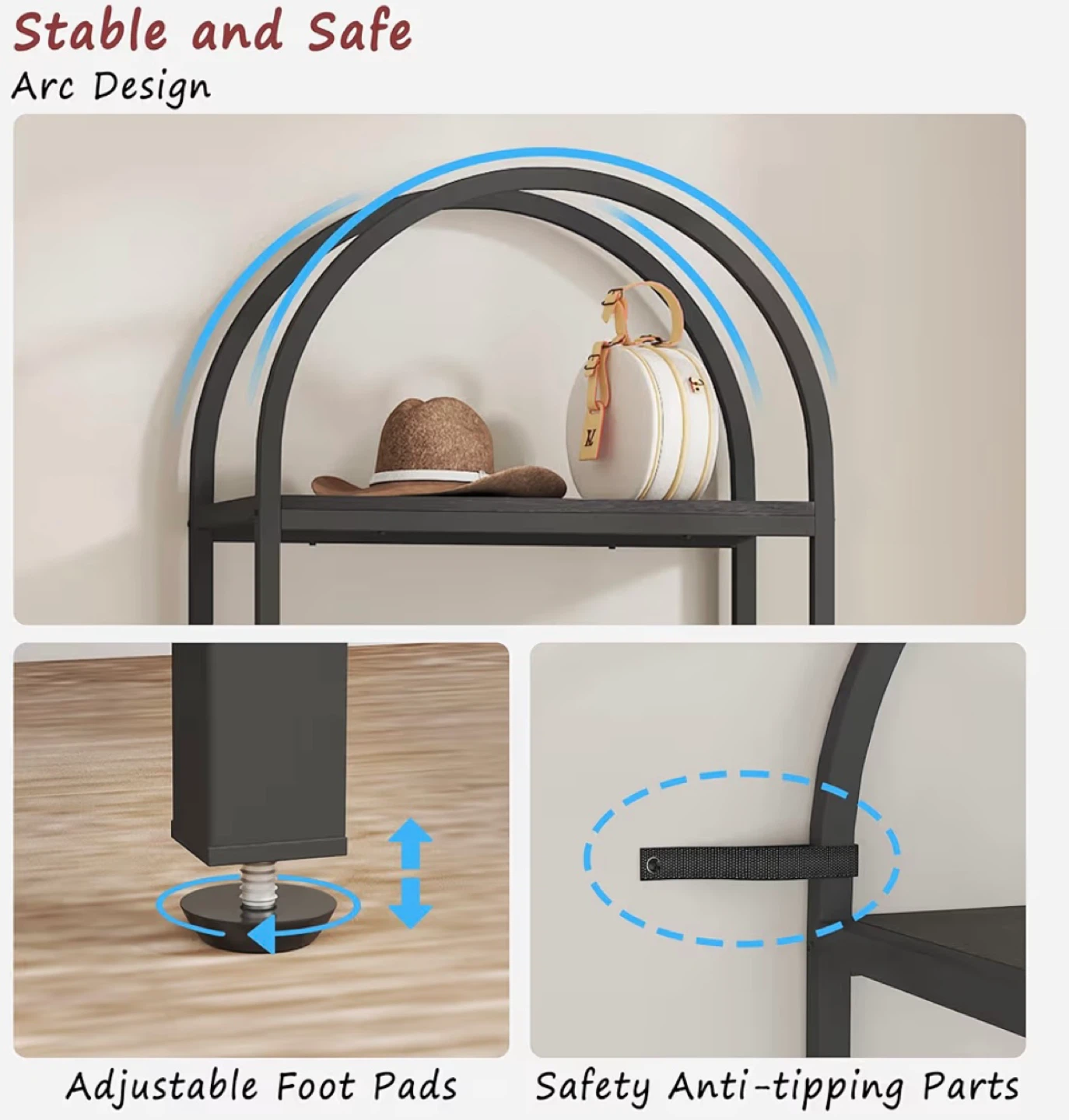 Black Metal Arched Bookshelf - 4 Tier - photo 5