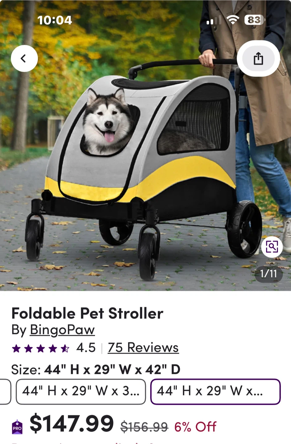BingoPaw Foldable Pet Stroller