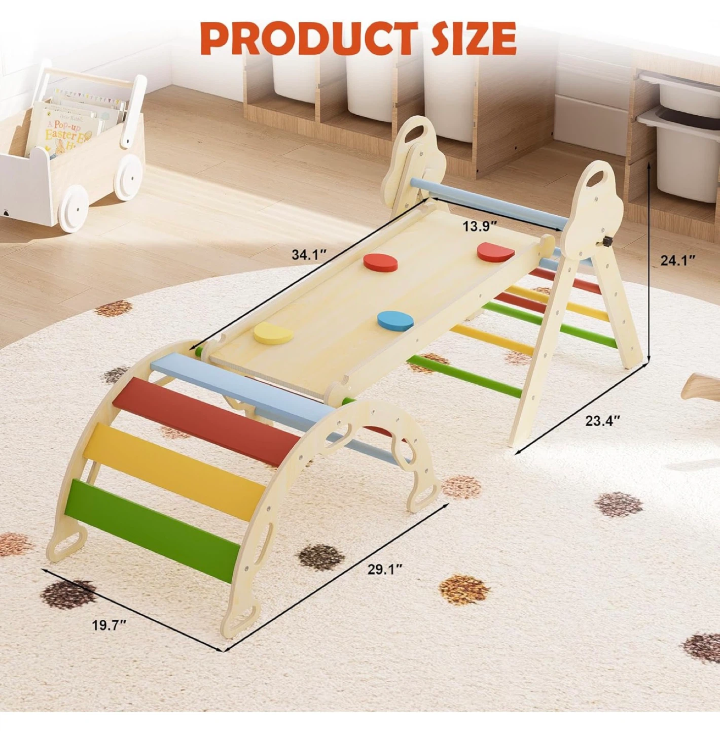 Wooden Montessori Climbing Triangle Arch Ramp and Slide Set - photo 2