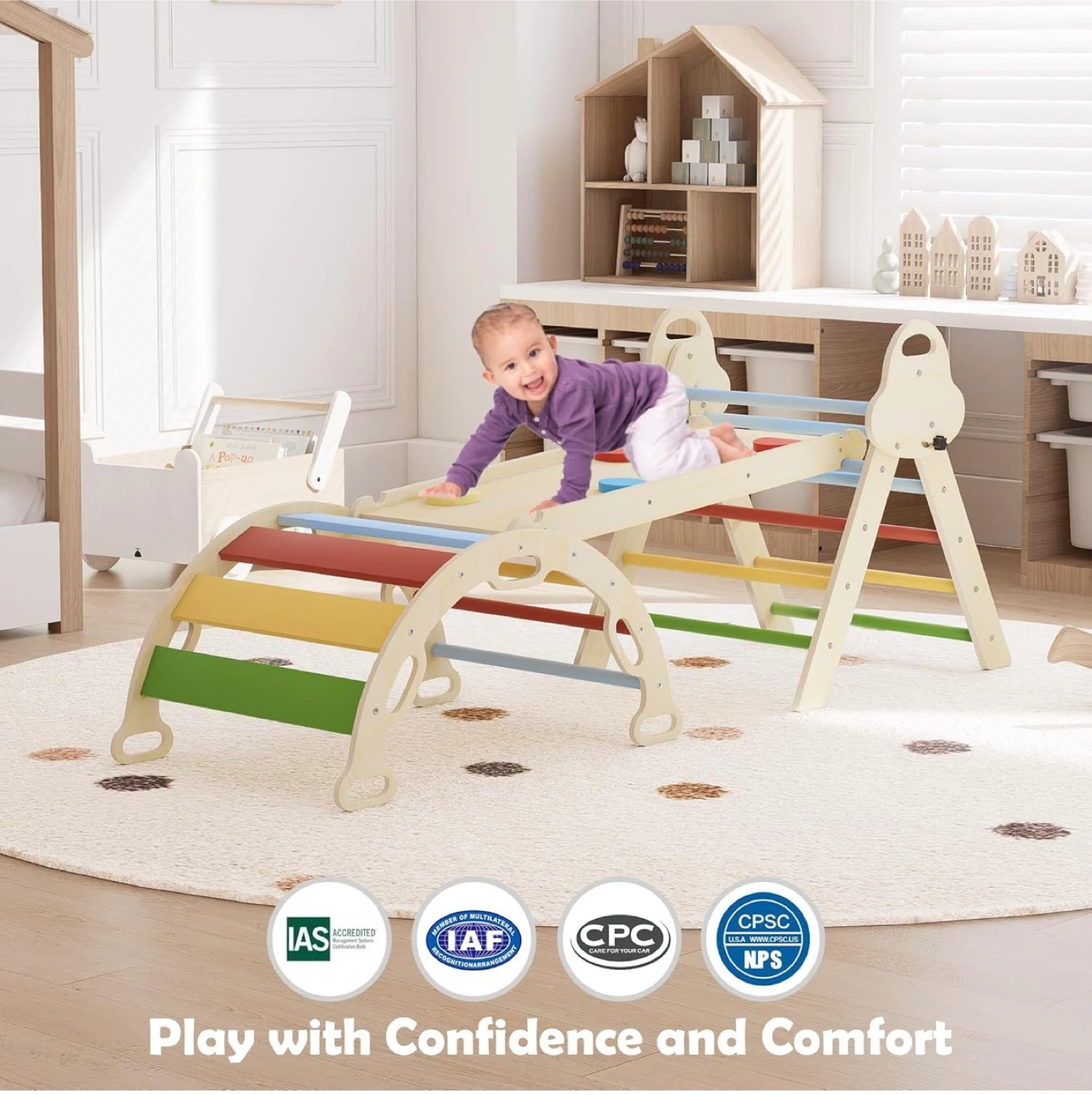 Wooden Montessori Climbing Triangle Arch Ramp and Slide Set - photo 5