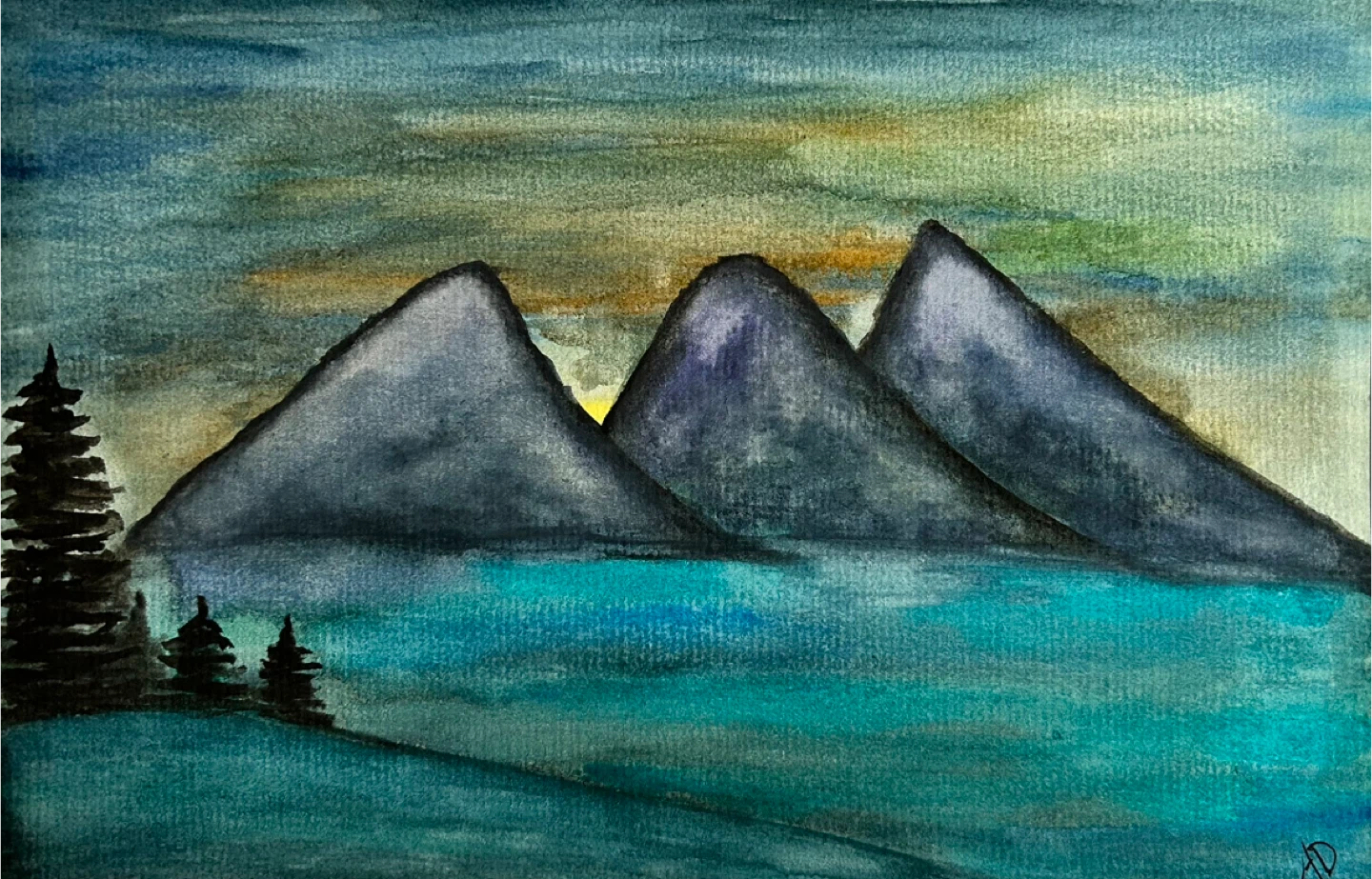 Original Watercolour Painting - Mountain Landscape - photo 2