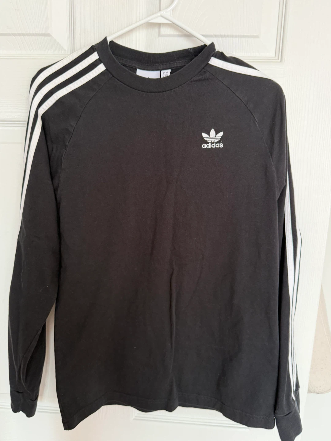 Adidas Black Long Sleeve T-Shirt with 3-Stripes