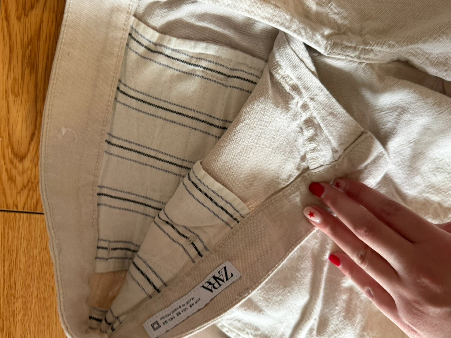 Men’s ZARA Beige Linen Blend Shorts Size 34 - photo 2