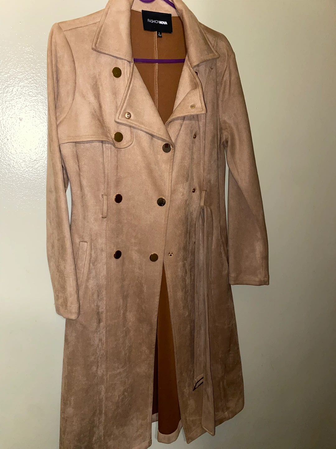 Fashion Nova Beige Suede Trench Coat Women's Size L