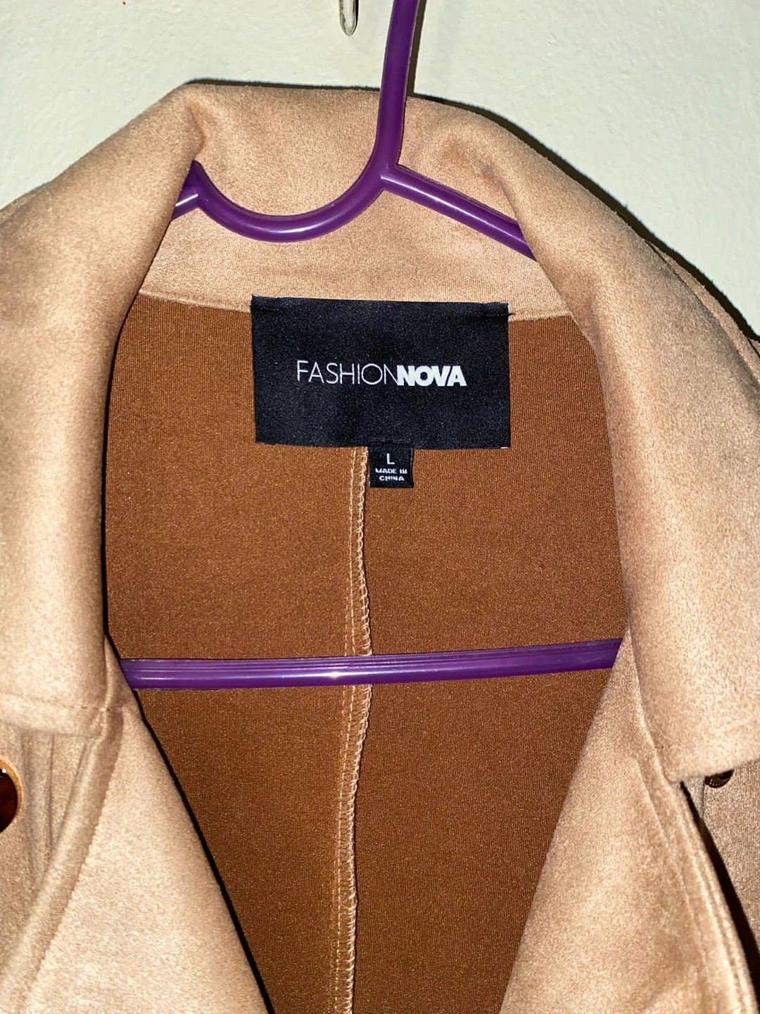 Fashion Nova Beige Suede Trench Coat Women's Size L - photo 2