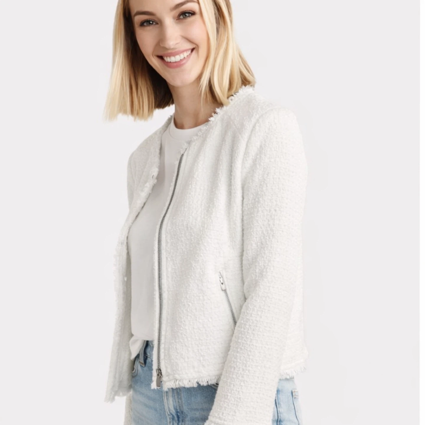 NEW! BB Dakota Feeling Fancy White Textured Jacket