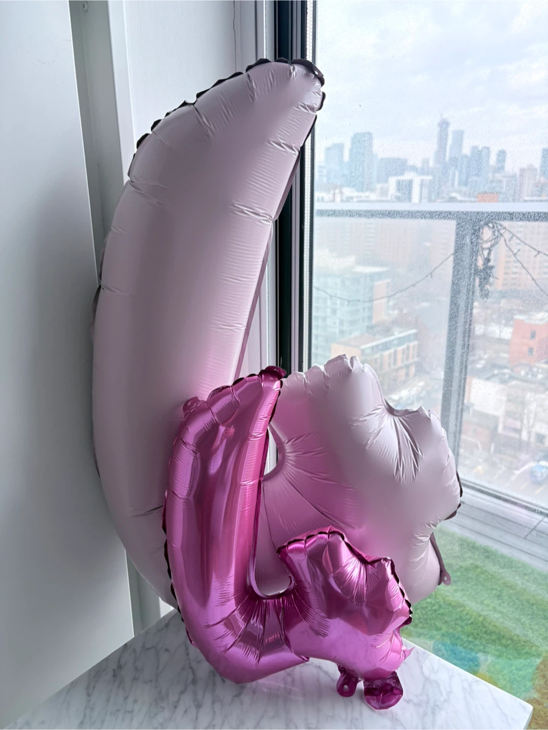 Pink Number 4 Balloon - Small and Large