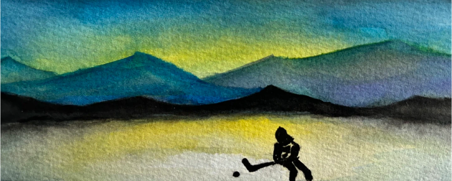 Original Watercolour Painting - Hockey Scene - photo 3