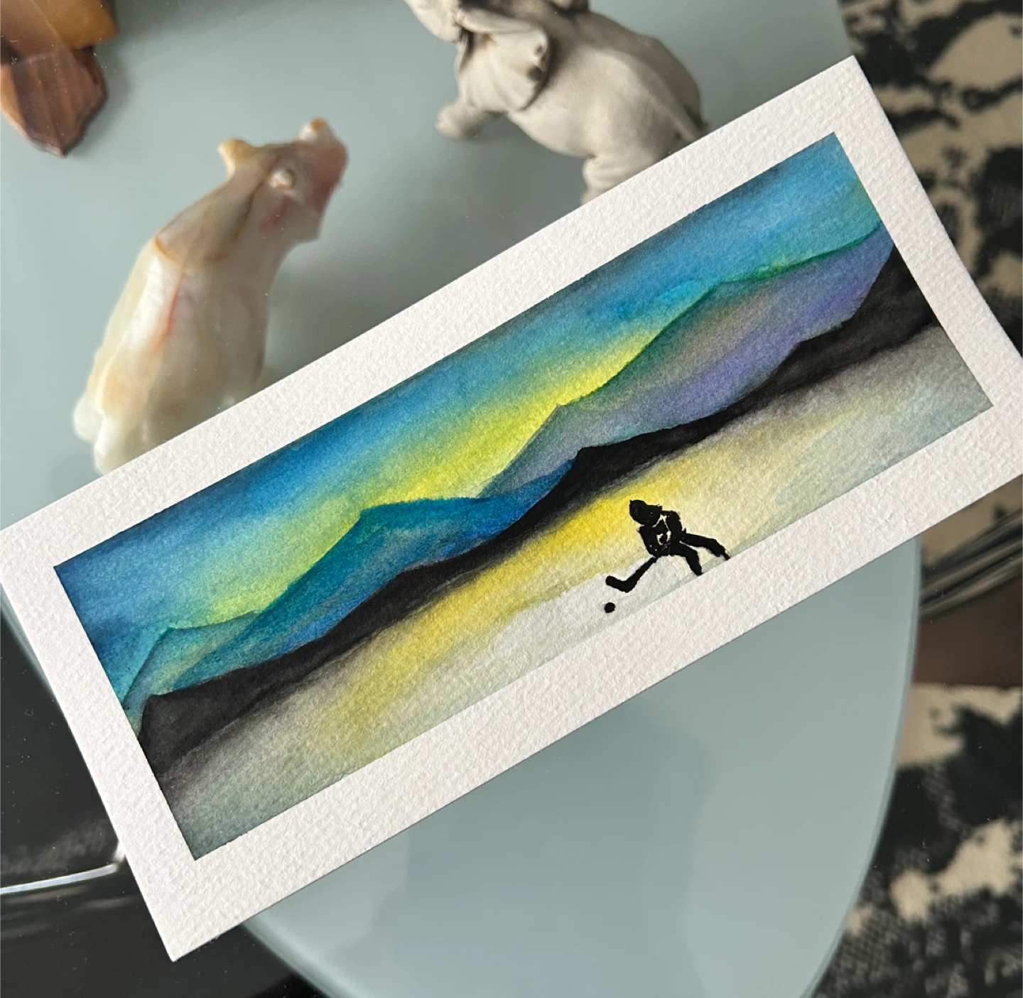 Original Watercolour Painting - Hockey Scene