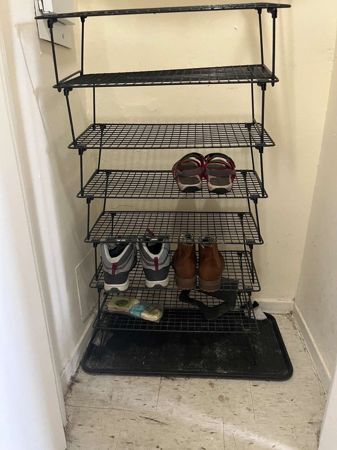 Detachable Black 7-Tier Wire Shoe Rack - photo 3
