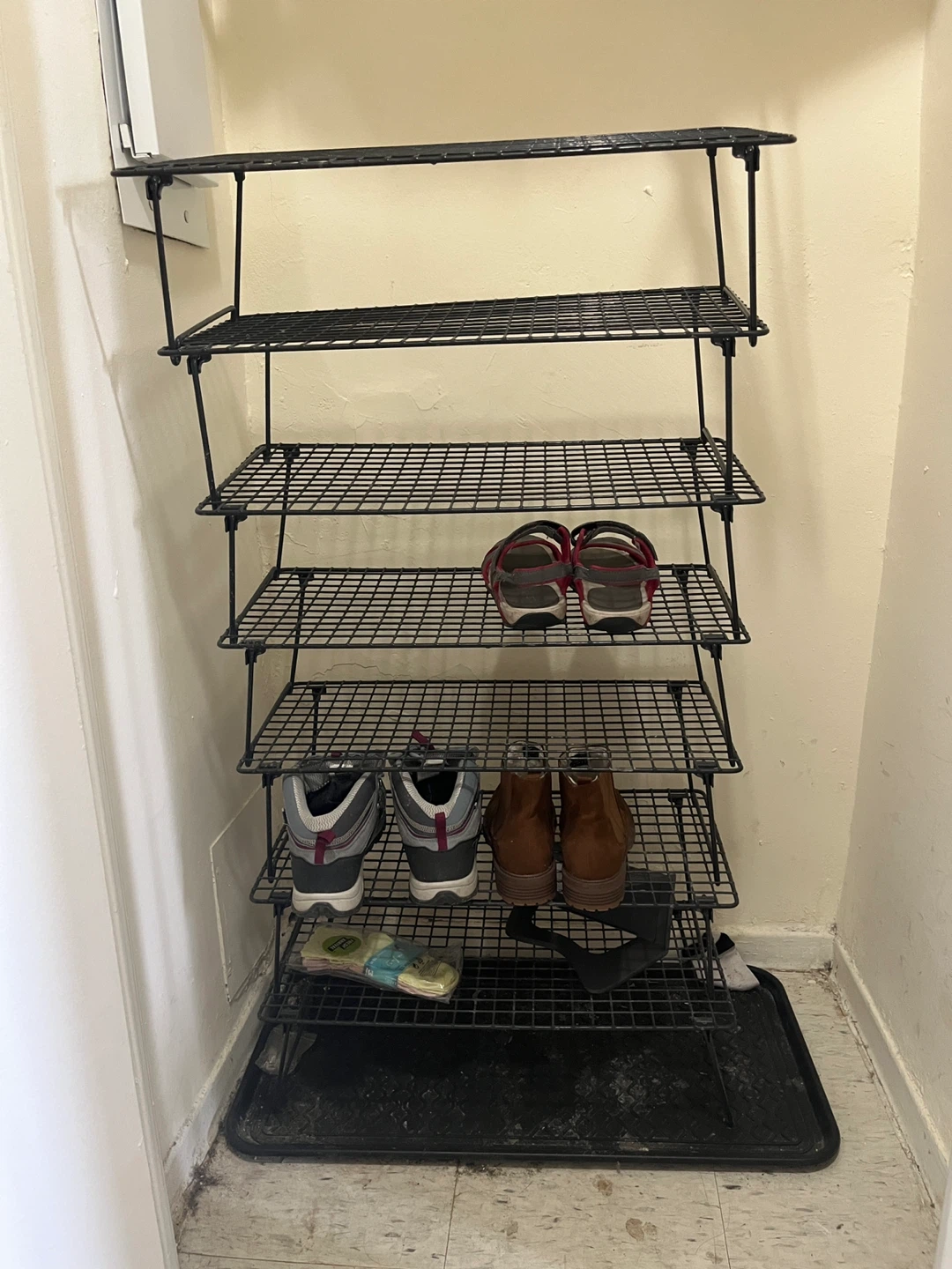 Detachable Black 7-Tier Wire Shoe Rack