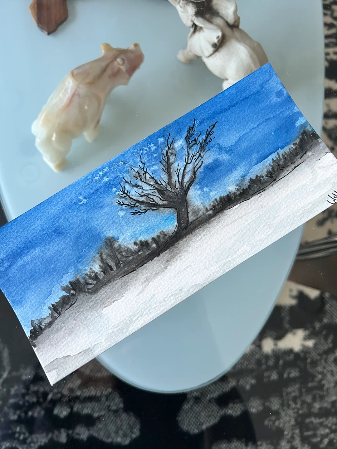 Watercolor Winter Tree Painting