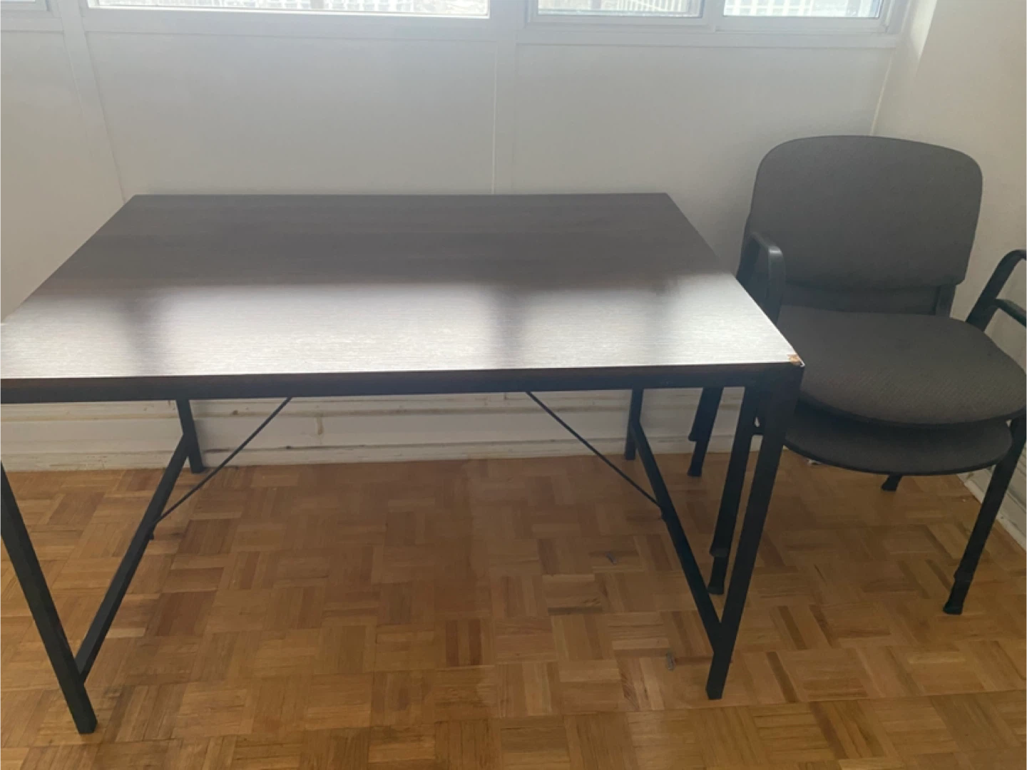 Dark Wood Top Desk with Black Metal Frame - photo 3