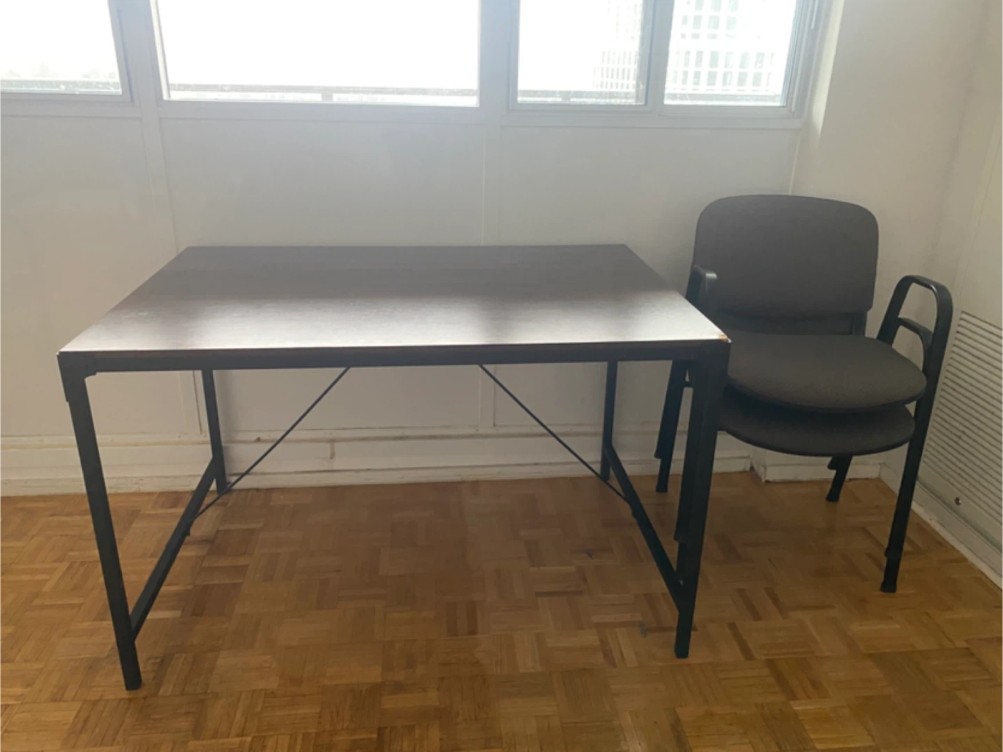 Dark Wood Top Desk with Black Metal Frame - photo 2