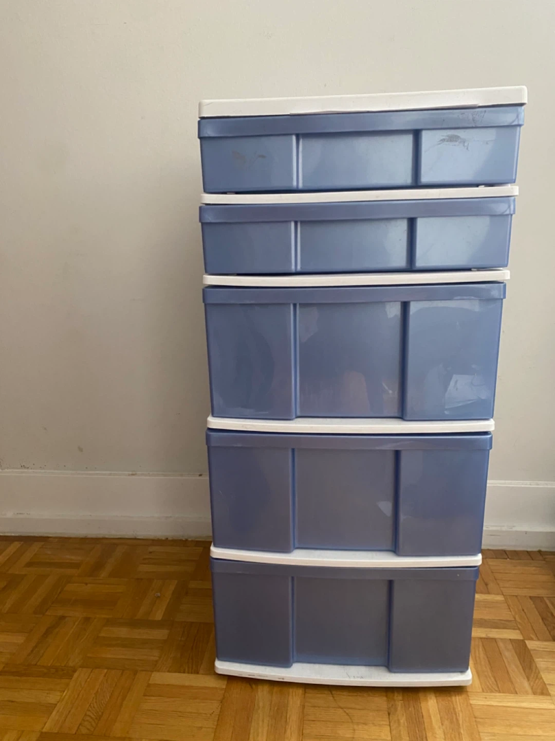 Blue 5-Drawer Plastic Storage Unit