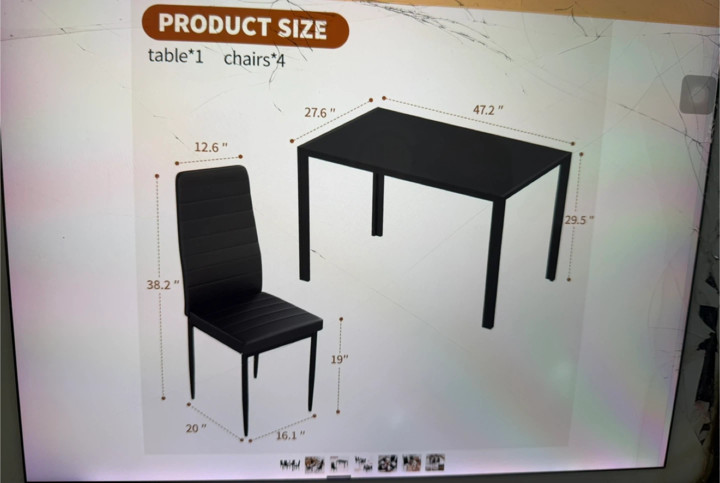 Black Dining Table Set with 4 Chairs - photo 2