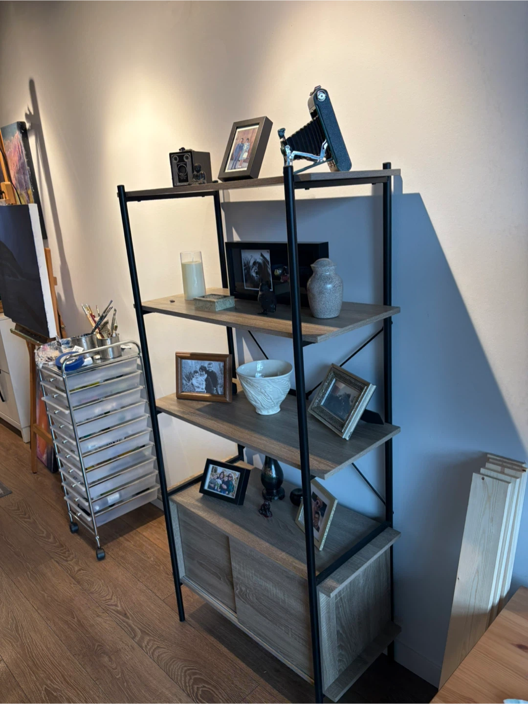 Wooden Storage Shelf with Cabinet - photo 2