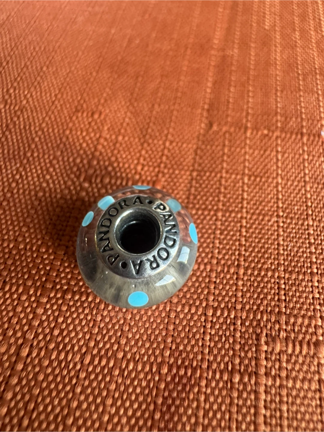 Pandora Clear Glass Blue Polka Dot Charm