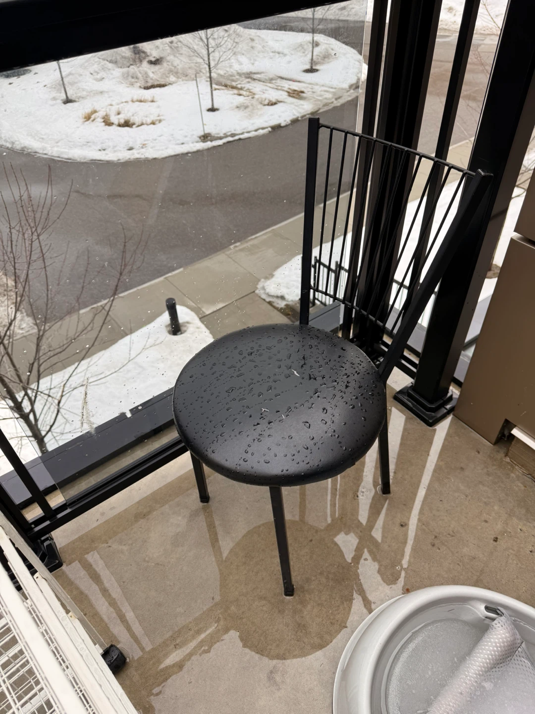 Black Metal Stool with Backrest
