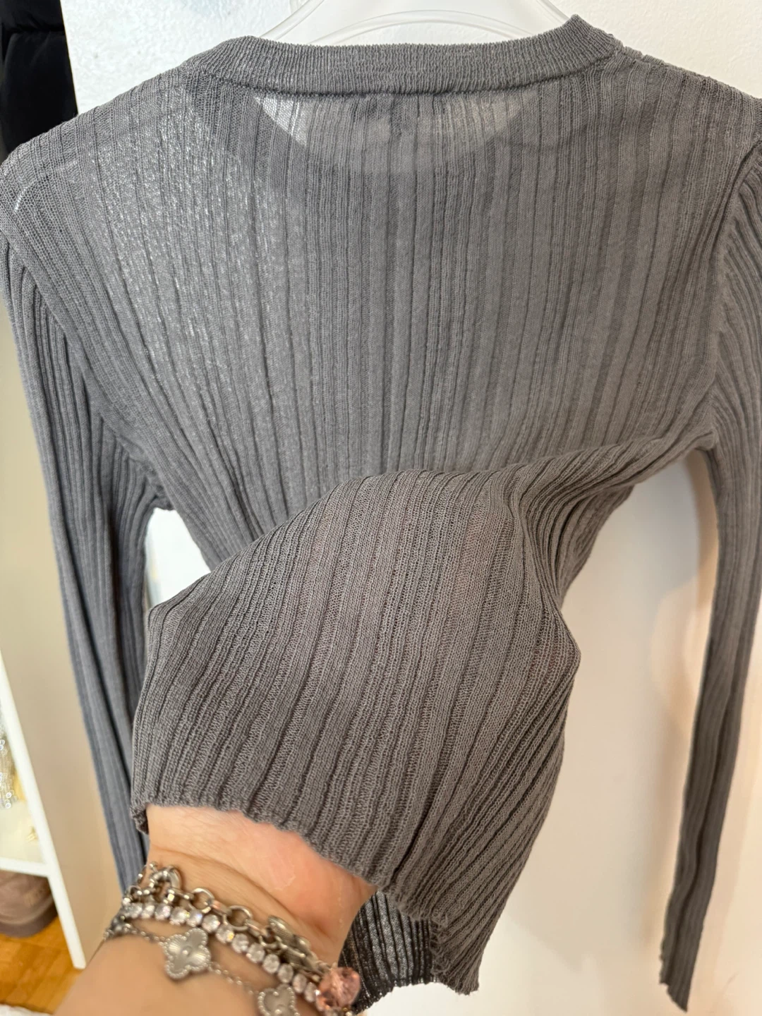 Dynamite Grey Ribbed Long Sleeve Top - Size TP/XS - photo 5