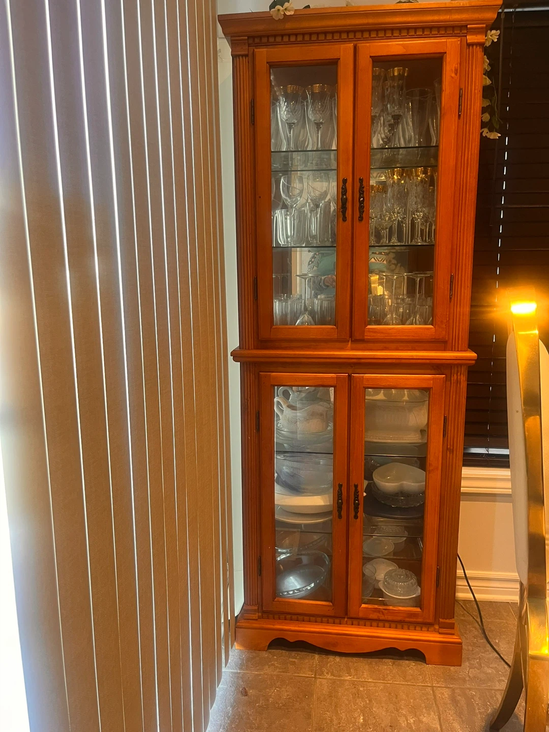 Wooden China Cabinet with Glass Doors