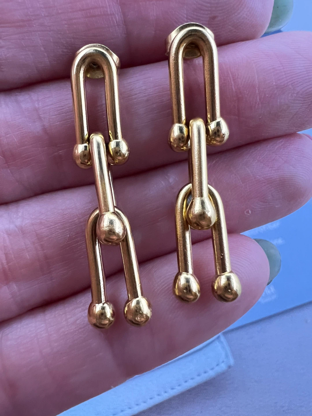New Gold Plated Chain Link Earrings - photo 5