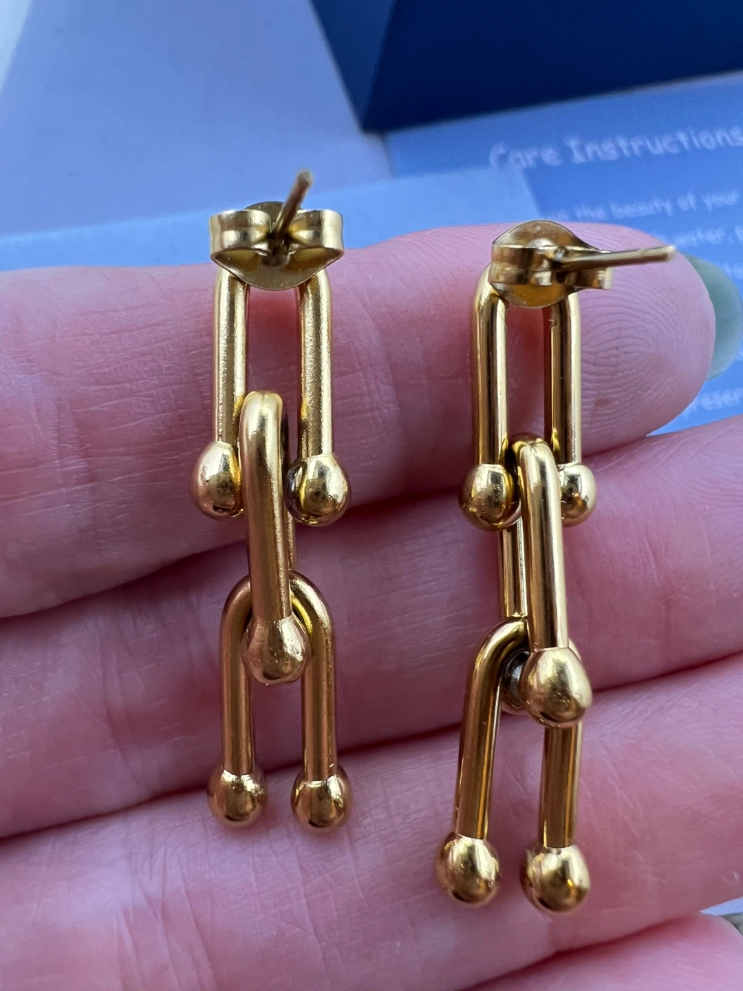 New Gold Plated Chain Link Earrings - photo 3