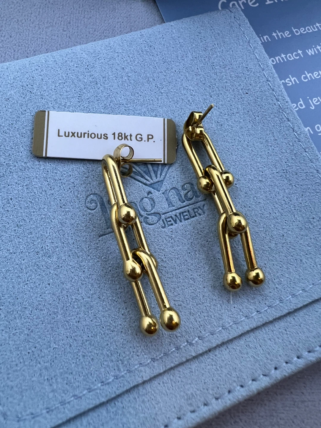 New Gold Plated Chain Link Earrings - photo 2