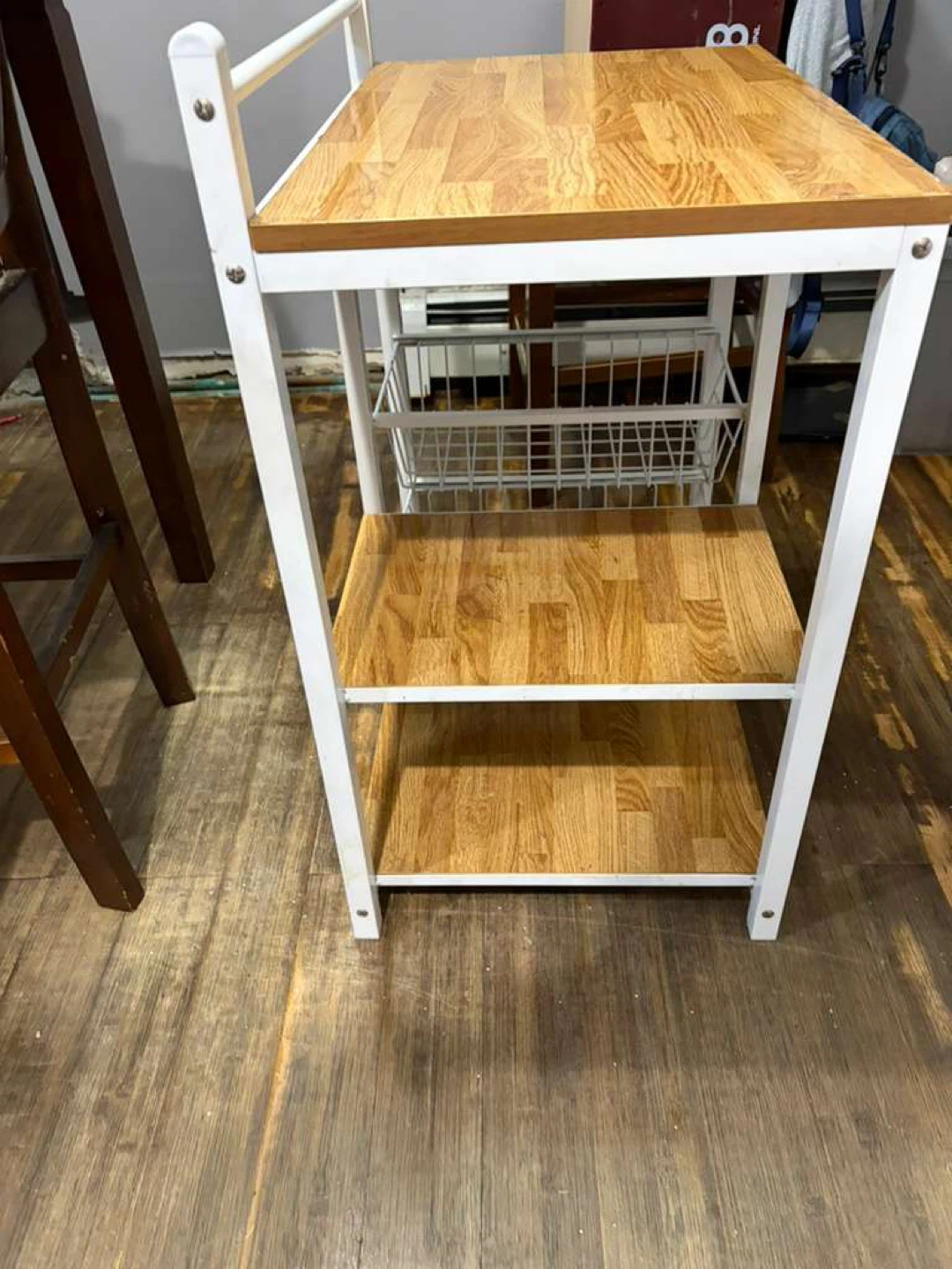 Wooden Top Kitchen Cart with Wire Baskets - photo 3