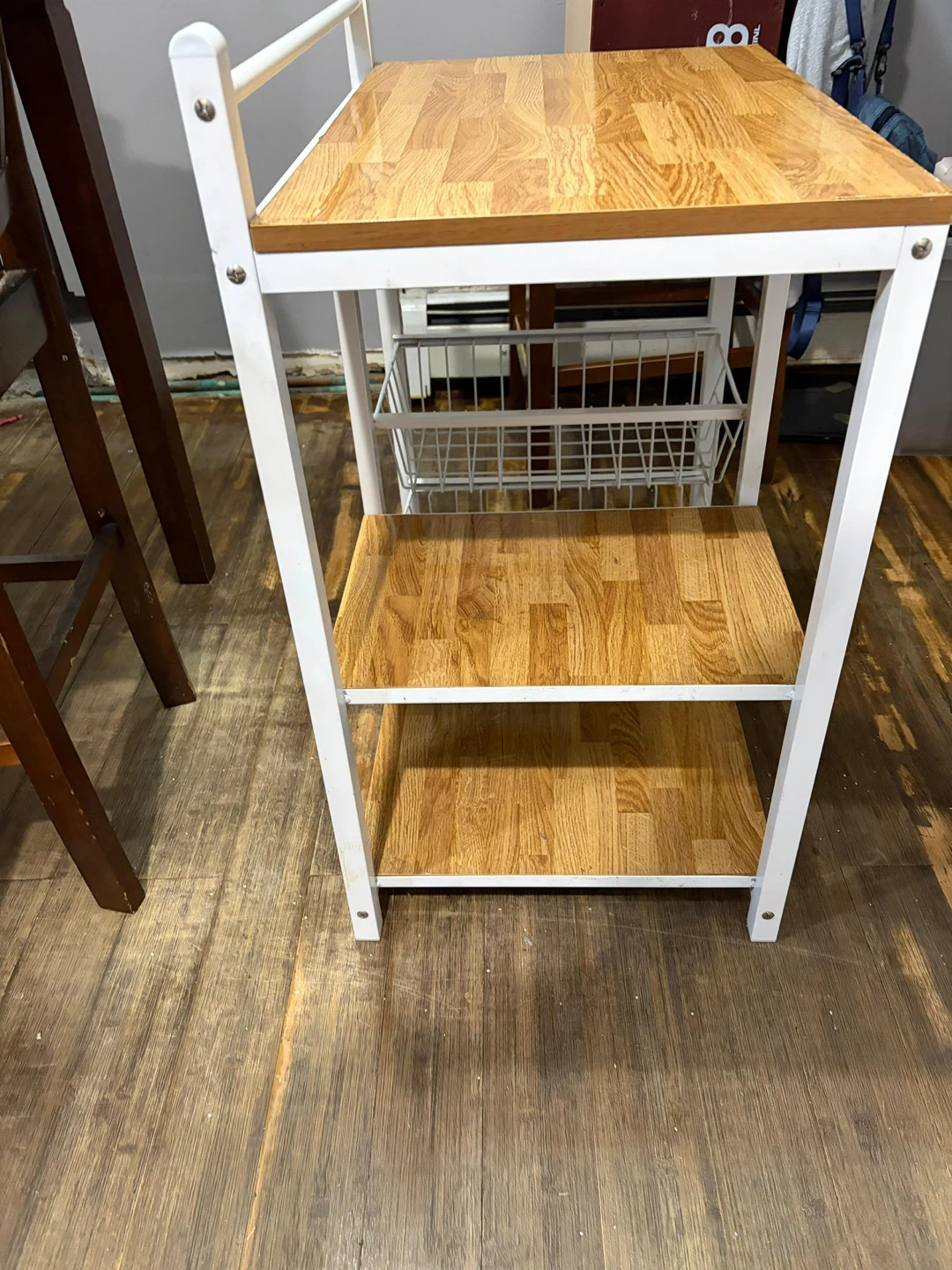 Wooden Top Kitchen Cart with Wire Baskets - photo 4