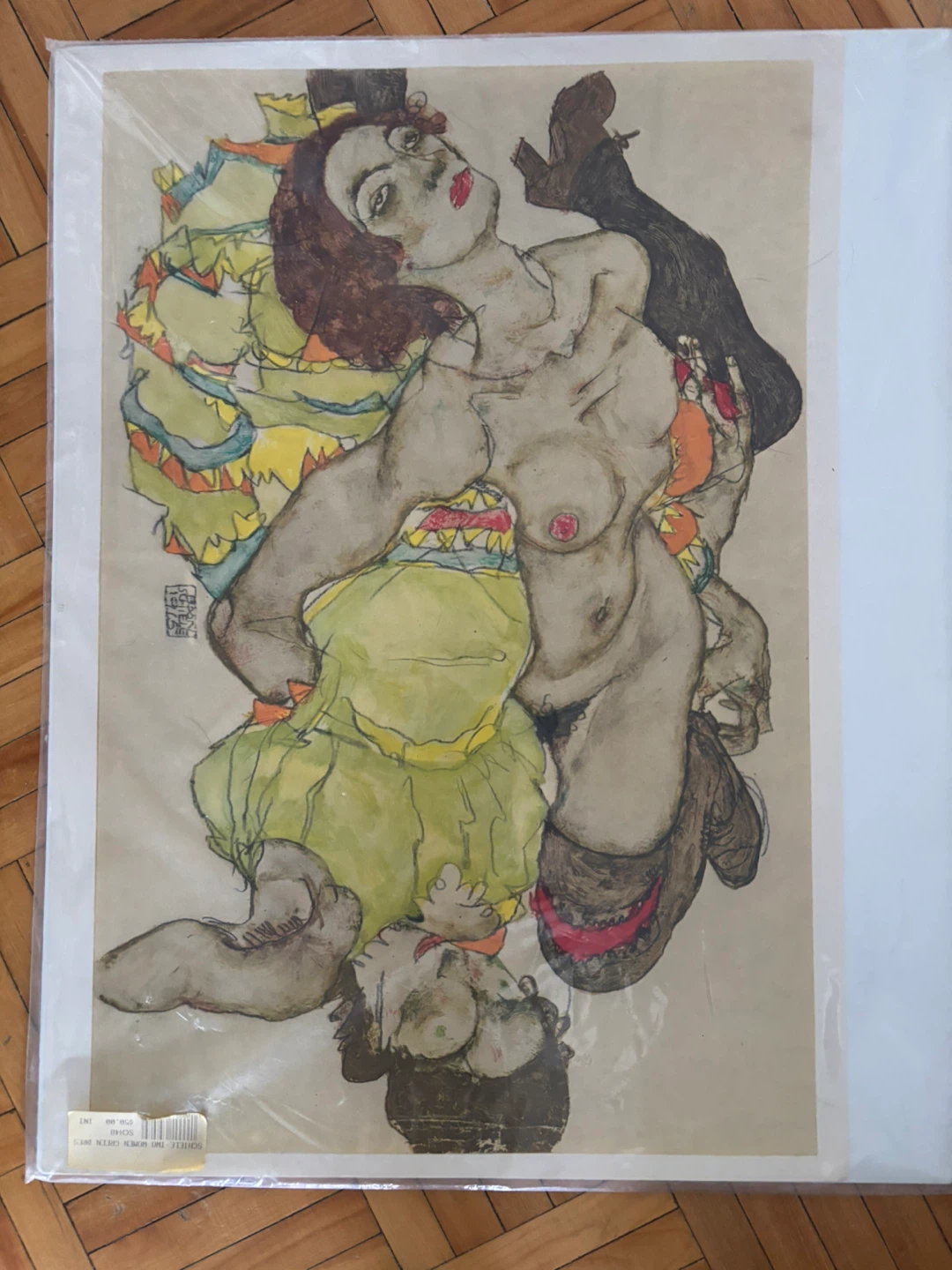 Egon Schiele Two Women Green Dress Print