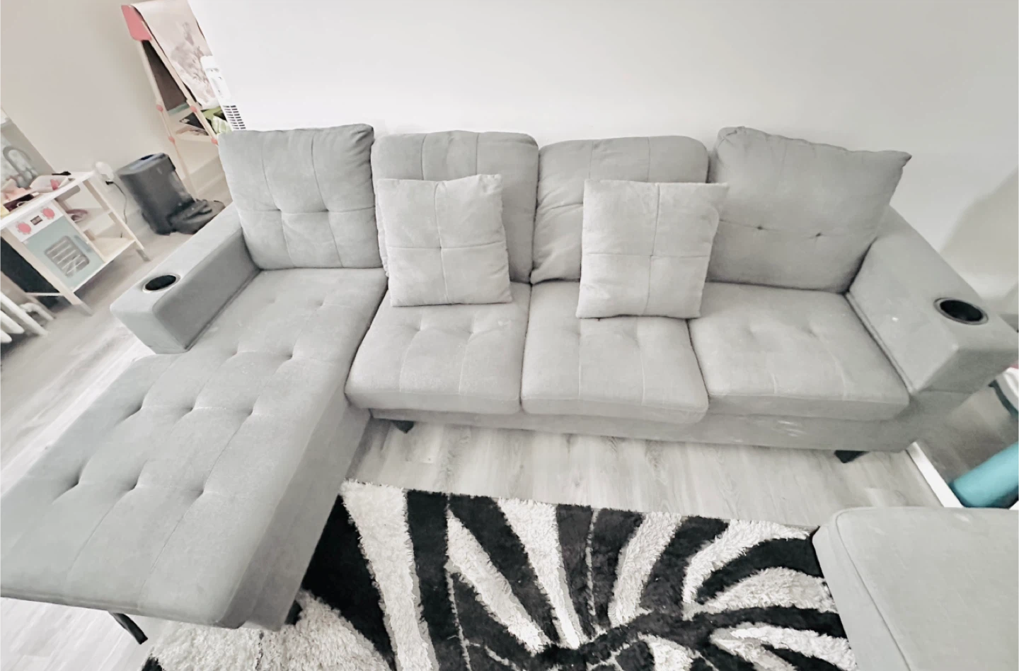 Grey Sectional Sofa with Chaise and Storage
