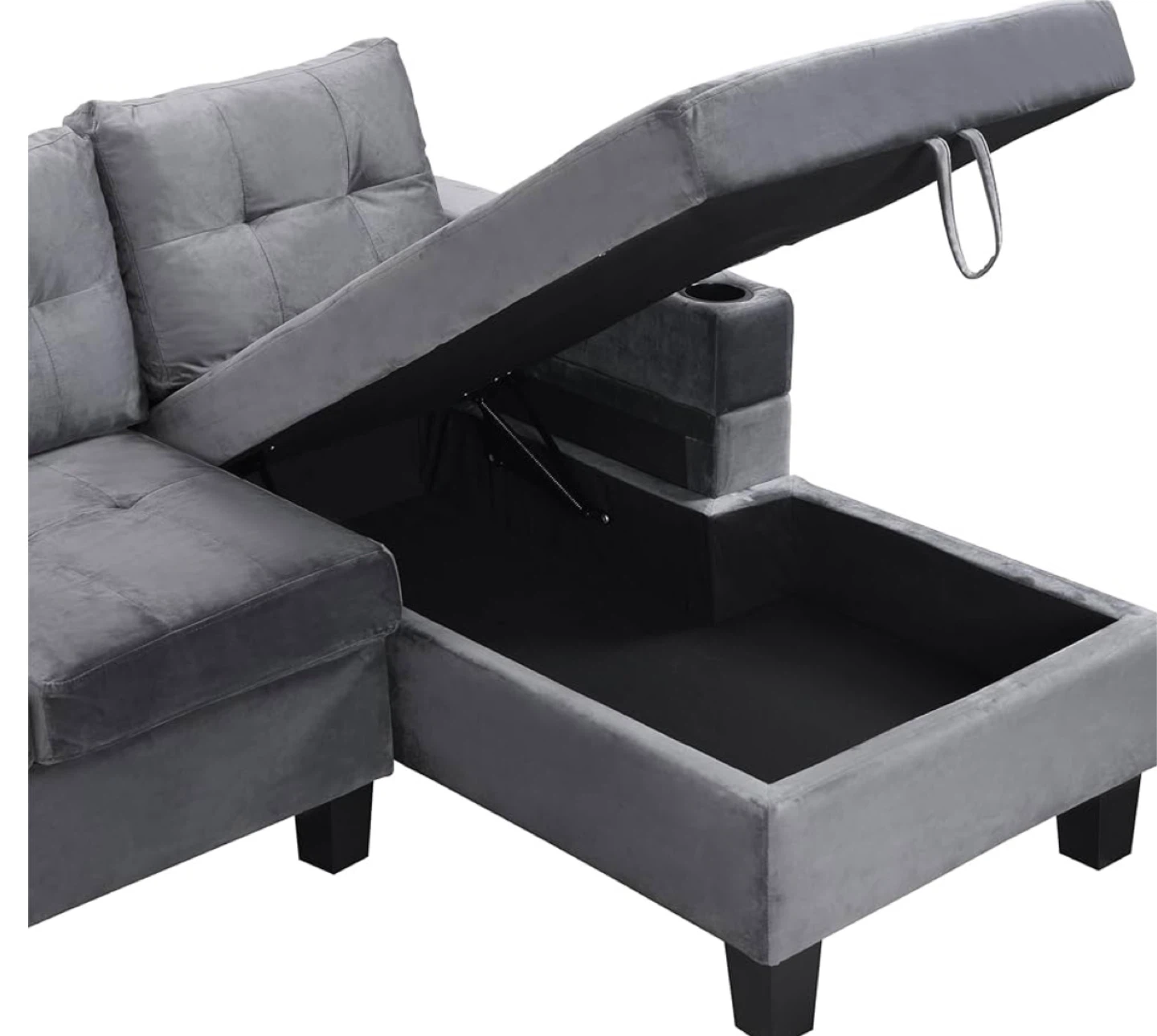 Grey Sectional Sofa with Chaise and Storage - photo 3